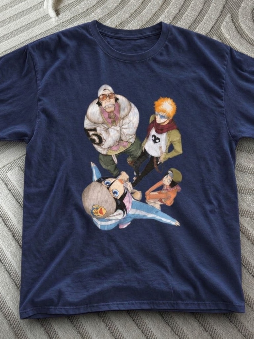 Gildan Navy Tee with Colorful Character Print